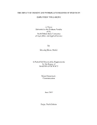 The Impact of Dissent and Workplace Freedom of Speech on Employees’ Well-Being