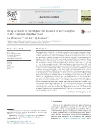 Using Archaeol to Investigate the Location of Methanogens in the Ruminant Digestive Tract