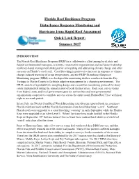 Florida Reef Resilience Program Disturbance Response Monitoring and Hurricane Irma Rapid Reef Assessment Quick Look Report: Summer 2017