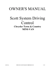 OWNER's MANUAL Scott System Driving Control