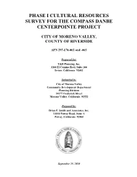 Phase I Cultural Resources Survey for the Compass Danbe Centerpointe Project