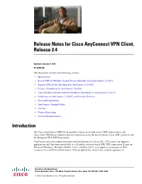 Release Notes for Cisco Anyconnect VPN Client, Release 2.4