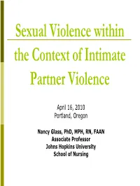 Sexual Violence Within the Context of Intimate Partner Violence