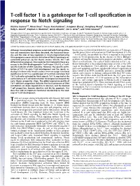 T-Cell Factor 1 Is a Gatekeeper for T-Cell Specification in Response to Notch Signaling