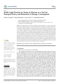 Traffic Light Priority for Trams in Warsaw As a Tool for Transport