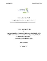 Universal Service Fund Terms of Reference (Tor)