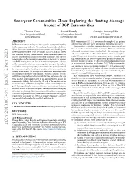 Exploring the Routing Message Impact of BGP Communities