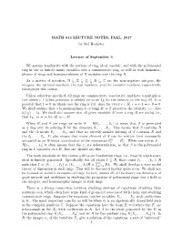 Mel Hochster's Lecture Notes