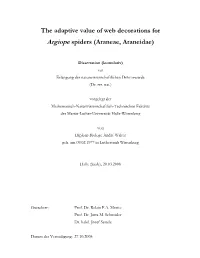 The Adaptive Value of Web Decorations for Argiope Spiders (Araneae, Araneidae) 