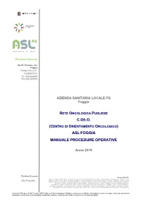C.Or.O. ) Asl Foggia Manuale Procedure Operative