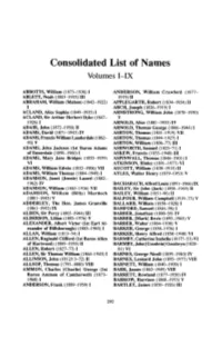 Consolidated List of Names Volumes I-IX