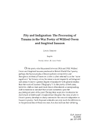 The Processing of Trauma in the War Poetry of Wilfred Owen and Siegfried Sassoon