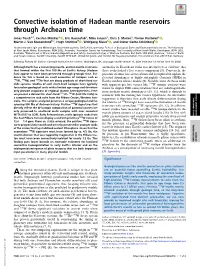 Convective Isolation of Hadean Mantle Reservoirs Through Archean Time