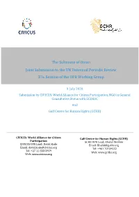 Oman Joint Submission to the UN Universal Periodic Review