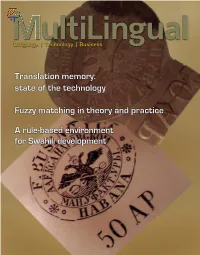 Translation Memory: State of the Technology Fuzzy Matching In