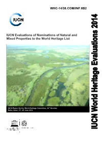 IUCN Evaluations of Nominations of Natural and Mixed Properties to the World Heritage List