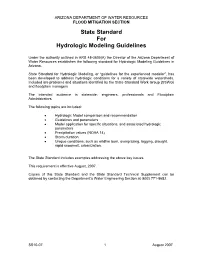 State Standard for Hydrologic Modeling Guidelines
