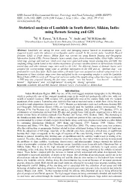 Statistical Analysis of Landslide in South District, Sikkim, India: Using Remote Sensing and GIS