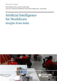 Artificial Intelligence for Healthcare Insights from India Contents
