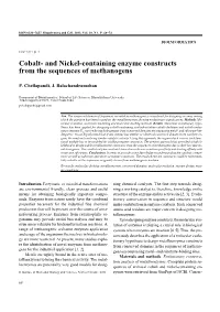 Cobalt- and Nickel-Containing Enzyme Constructs from the Sequences of Methanogens
