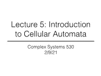 Complex Systems 530 2/9/21 What Is a Cellular Automaton?