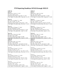 FTE Reporting Deadlines 2019-20 Through 2022-23