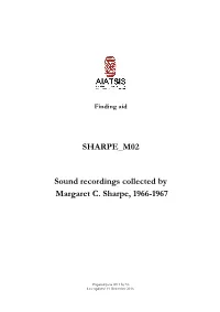 Guide to Sound Recordings Collected by Margaret C. Sharpe, 1966-1967