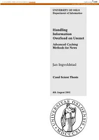Handling Information Overload on Usenet