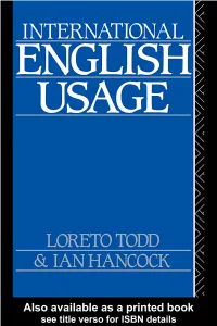 International English Usage Loreto Todd & Ian Hancock