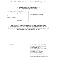 Motion to Dismiss and in Opposition to the United States’ Emergency Application for Temporary Restraining Order and Motion for Preliminary Injunction