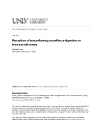 Perceptions of Nonconforming Sexualities and Genders on Television Talk Shows