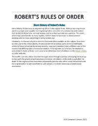 Robert's Rules of Order, As It Came to Be Called (See Chart of Editions on the Robert’S Rules of Order Website)