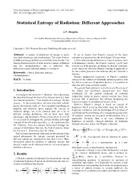 Statistical Entropy of Radiation: Different Approaches