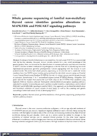Whole Genome Sequencing of Familial Non-Medullary Thyroid Cancer Identifies Germline Alterations in MAPK/ERK and PI3K/AKT Signaling Pathways