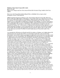 1 Pakistan Interviews Usama Bin Ladin March 18, 1997 [Please Note: Images May Have Been Removed from This Document. Page Numbers
