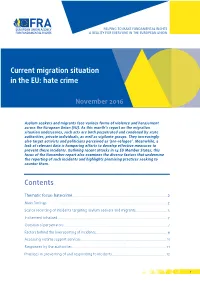 Current Migration Situation in the EU: Hate Crime November 2016