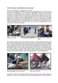 Field Techniques in Bird Studies Course Report