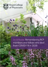Members and Fellows Who Died from COVID-19 in 2020 INTRODUCTION
