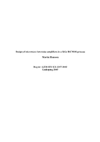 Design of Microwave Low-Noise Amplifiers in a Sige Bicmos Process