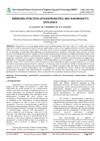 Emerging Function of Nanorobotics and Nanorobot’S Appliance
