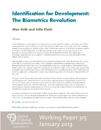 Identification for Development: the Biometrics Revolution
