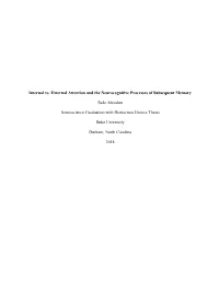 Internal Vs. External Attention and the Neurocognitive Processes of Subsequent Memory