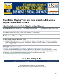 Knowledge Sharing Tools and Their Impact on Enhancing Organizational Performance
