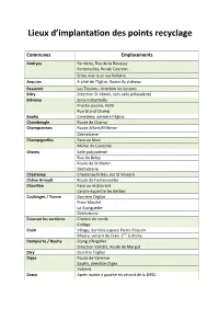 Lieux D'implantation Des Points Recyclage