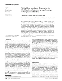 Metligdb: a Web-Based Database for the Identification of Chemical Groups