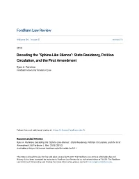 State Residency, Petition Circulation, and the First Amendment