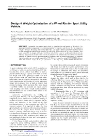 Design \&Amp\; Weight Optimization of a Wheel Rim for Sport Utility Vehicle
