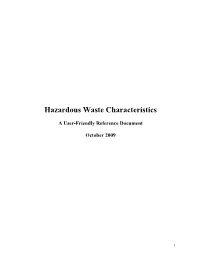 Friendly Reference Document for Hazardous Waste Characteristics