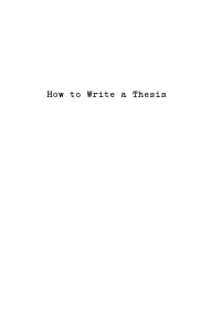 How to Write a Thesis