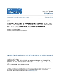 Identification and Characterization of the Glucagon- Like Peptide-2 Hormonal System in Ruminants
